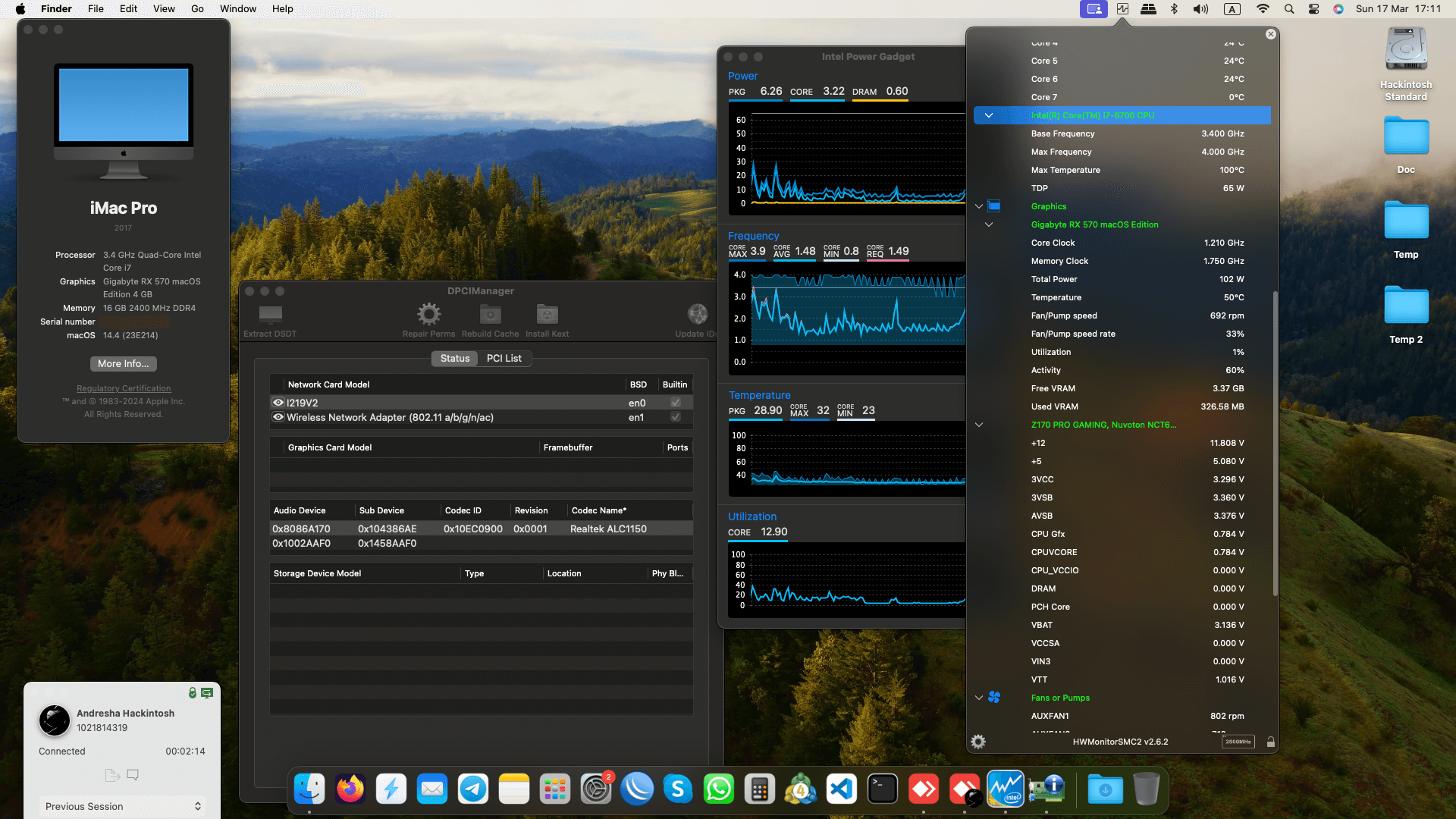 Success Hackintosh macOS Sonoma 14.4 Build 23E214 in Asus Z170 Pro Gaming + Intel Core i7 6700 + Gigabyte RX 570